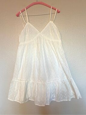 Wild Fable 100% Cotton White Eyelet Babydoll Dress Adjustable Straps Y2K Cottage